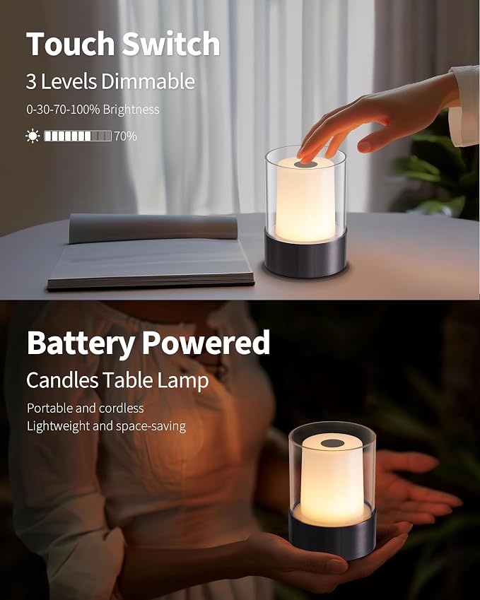LED 4" Mini Cordless Table Lamp 2 Pack, Outdoor Waterproof Lamp, Rechargeable - Image 4