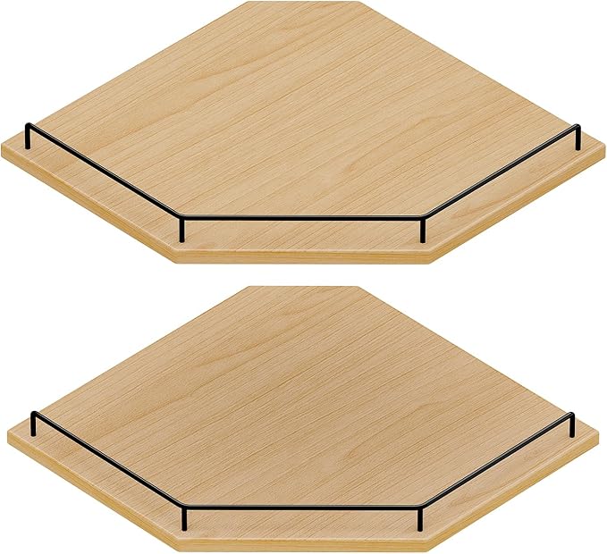 JJL Corner Shelf Wall Mounted, 12 Inches 2-Tier Floating Corner Shelf, Hexagon by Unknown