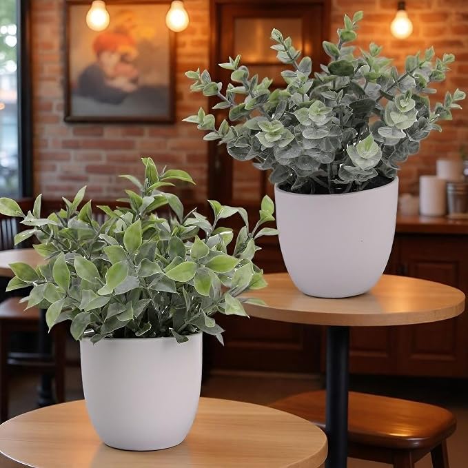 Artificial Plants Decoration Norfolk Potted Faux Fake Eucalyptus mini Cute sage - Image 3