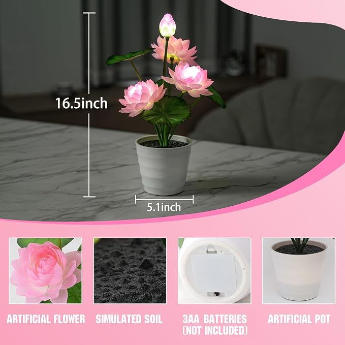 Artificial Pink Lotus Flower Lamp Flower Night Light - Image 7