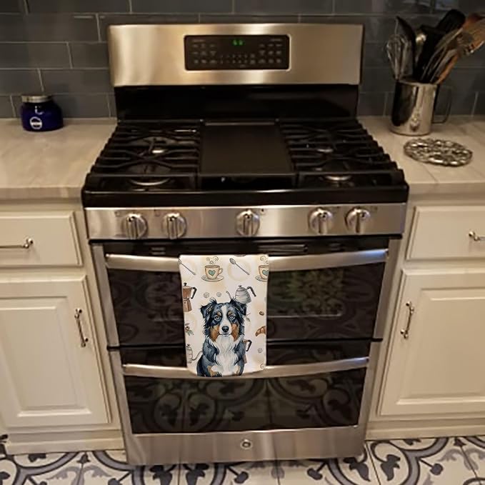 Caroline's Treasures Black Australian Shepherd Coffee Bar Kitchen Towel Velour - Image 5