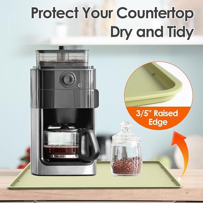 Silicone Coffee Maker Mat with Lip, 19.7'' x 15'' Heavy Duty Coffee Maker Mat - Image 4