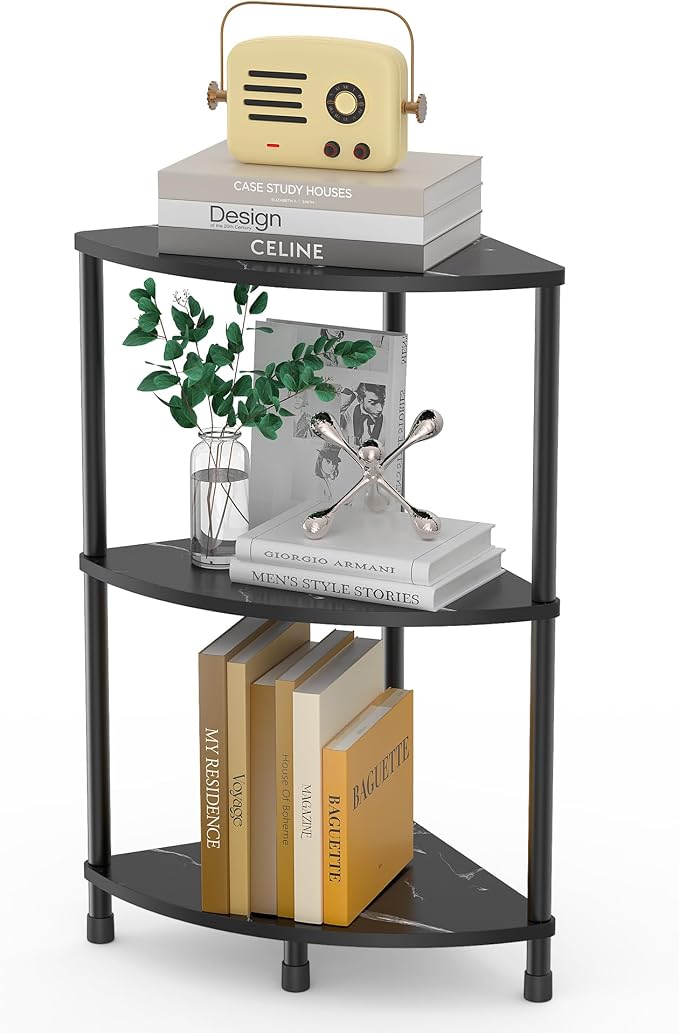 Book Small Corner Shelf, 3 Tier Corner Bookshelf Display - Image 9