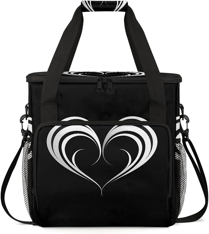 Black And White Heart Coffee Maker Carring Bag, Large Insulated Storage by Home