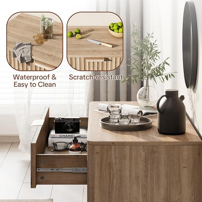 Fluted Buffet Cabinet with Storage - Image 5