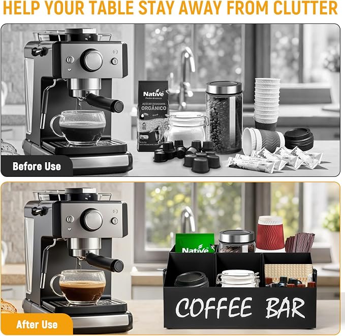 Coffee Station Organizer for Countertop, 5Compartments Coffee Bar Accessories - Image 5