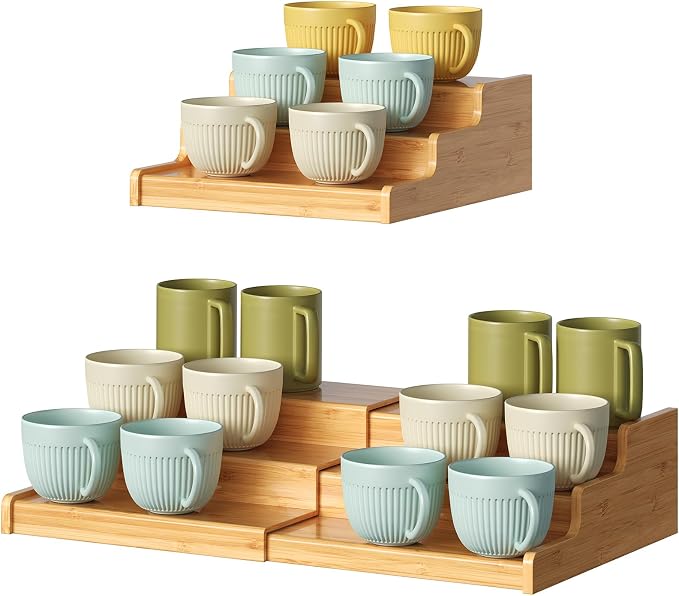 Hongtamoya 3-Tier Expandable Bamboo Mug Holder by Hongtamoya