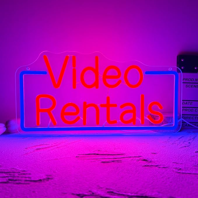 Allball Video Rentals Neon Sign, Movie Night LED Neon Light USB Powered Dimmable by Unknown