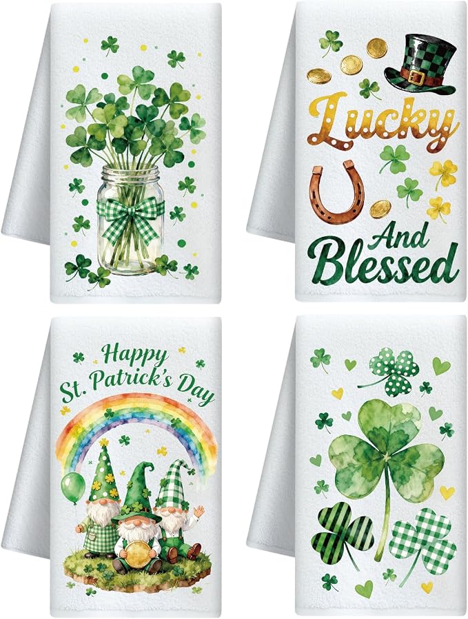 CUTHOLLOW St. Patrick's Day Decorative Kitchen Towels Set of 4, 15.74"x23.62" by CUTHOLLOW