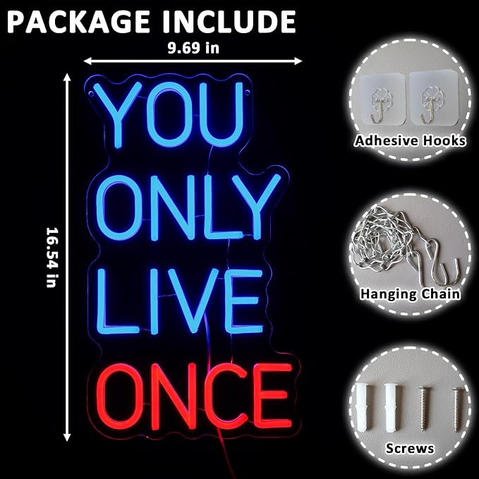 You Only Live Once Neon Sign for Wall Decor Dimmable Inspirational Led Sign for - Image 2