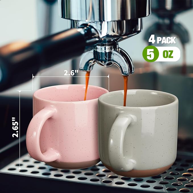 Gencywe Morandi Color Ceramic Mini Espresso Cups Set of 6, 5 oz Expresso Mugs - Image 2
