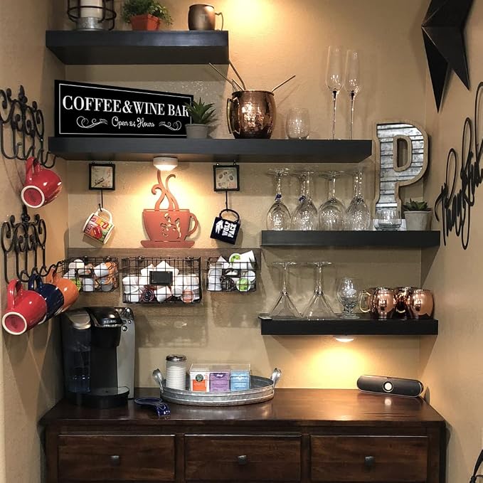 WOWGOOMO Coffee and Wine Bar Signs Decor, Classic Kitchen Wine Cabinet - Image 6