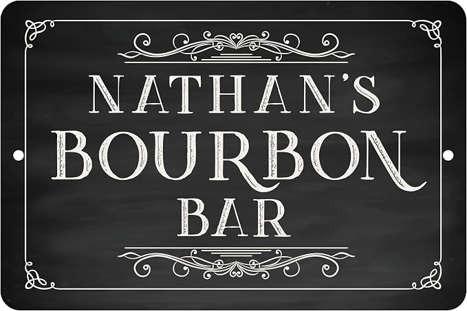 Chalkboard Look Bourbon Bar Metal Room Sign by PatternPop