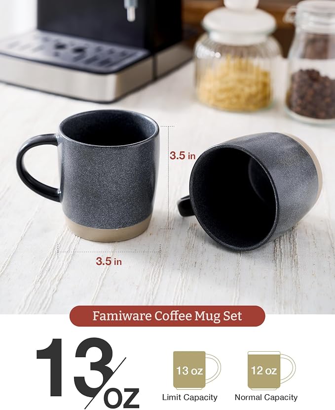 famiware Coffee Mugs Set of 6, Milkyway 13 oz Mug Set, Ceramic Cup Set - Image 3