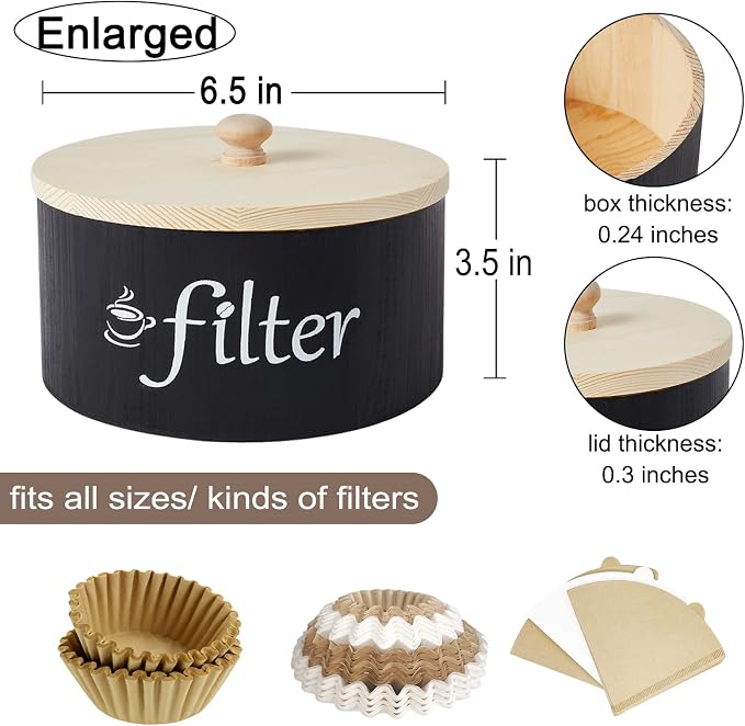 Coffee Filter Holder, Wood Coffee Filters Storage Container - Image 2
