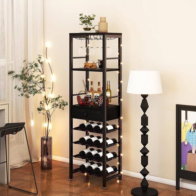 IBUYKE Wine Rack Freestanding Floor, Bar Cabinet - Image 3