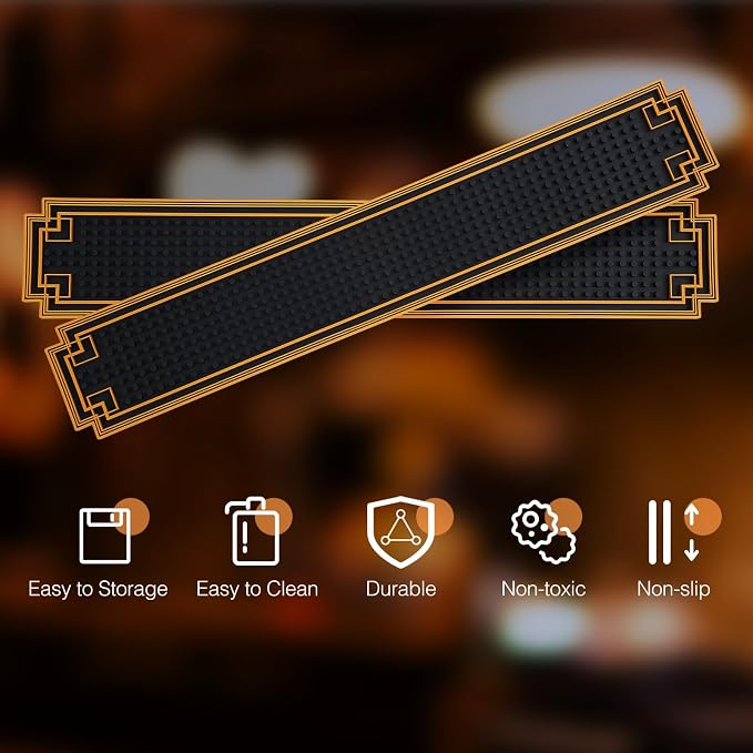 Drydiet 4 Pcs 24 x 4 Inch Bar Mat Non Slip Rubber Mat - Image 3