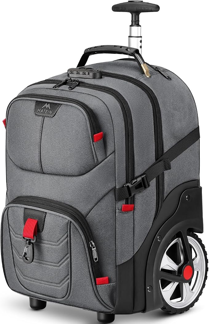 MATEIN Rolling Laptop Bag with Larger Wheels, 17 Inch Spacious Roller Back by MATEIN