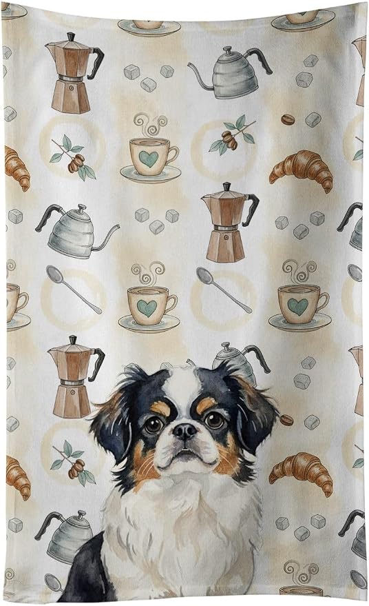 Caroline's Treasures Tricolor Japanese Chin Coffee Bar Kitchen Towel Velour by CarolinesTreasures