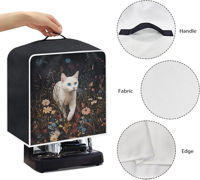 White Cat Flower Coffee Machine Covers - Image 5