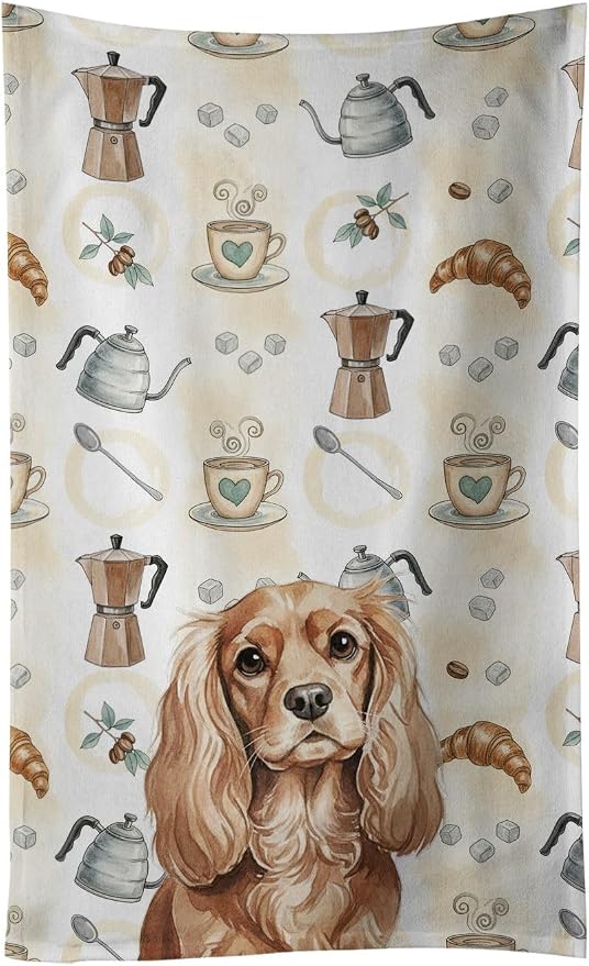 Caroline's Treasures Ruby Cavalier Spaniel Coffee Bar Kitchen Towel Velour by CarolinesTreasures