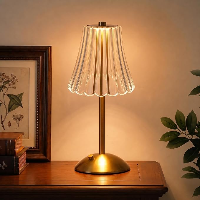 Nusogon Rechargeable Cordless Table Lamp, Touch Control Crystal Desk Lamp by Nusogon