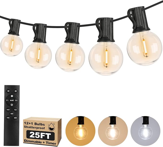 25FT LED Outdoor String Lights by BestChoiceforYourLife