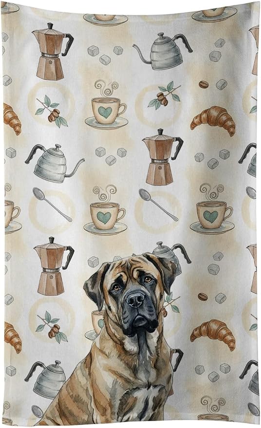 Caroline's Treasures Brindle Mastiff Coffee Bar Kitchen Towel Velour Plush by CarolinesTreasures