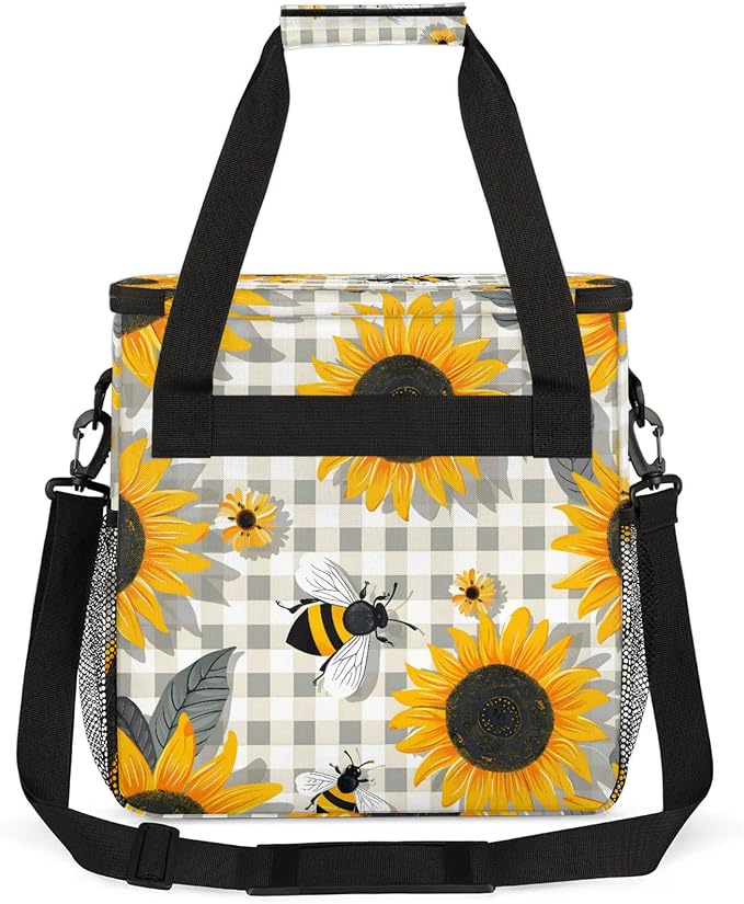 Sunflower Bee Coffee Maker Carring Bag, Large Insulated Storage Organizer Case - Image 5