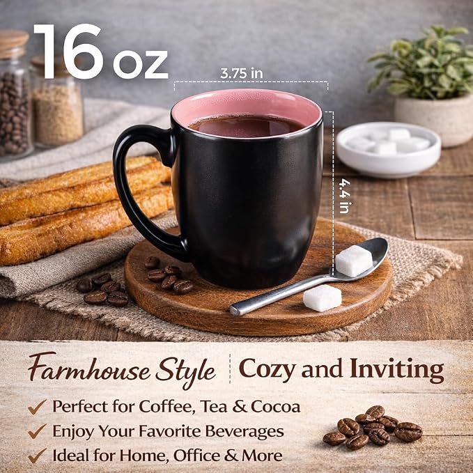 GBhome 16oz Coffee Mugs Set of 6, Large Ceramic Coffee Mugs - Image 2