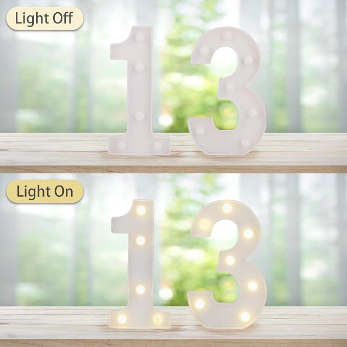 13th Birthday Decoration Light Up Letters, Battery Powered LED Numbers Marquee - Image 6