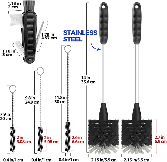 Holikme 6 Pack Bottle Brush Set, 3 Straw Brushes, 4-in-1 Bottle Cleaning Brush - Image 6