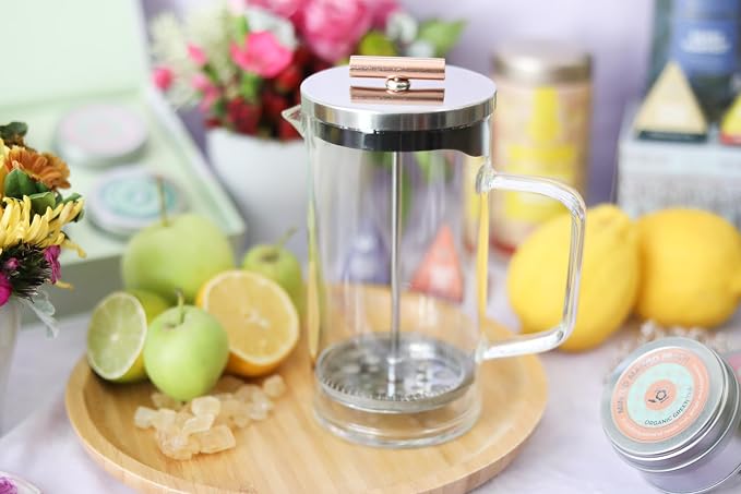 Teabloom Tea Press with Copper Pull Handle and Stainless Steel Filter – Tea - Image 2
