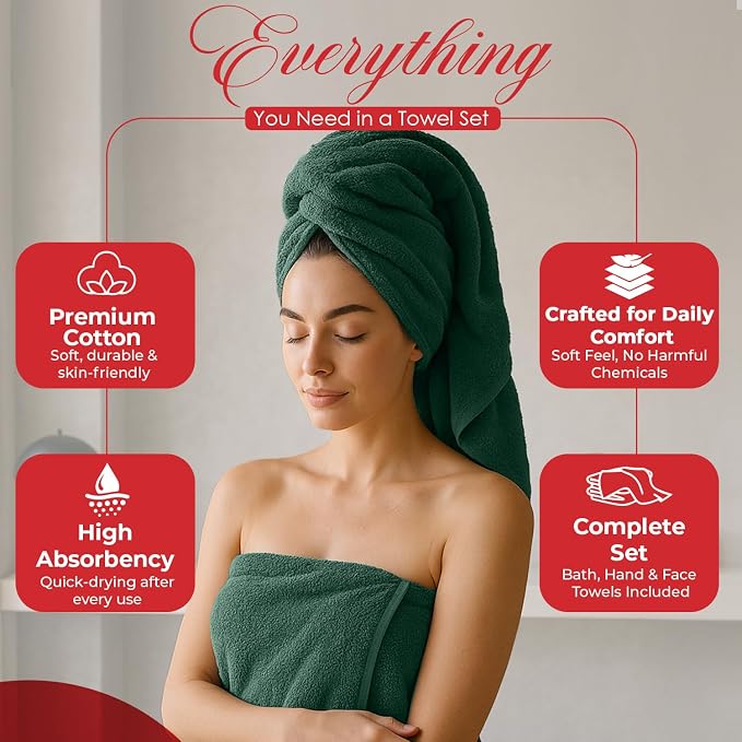 RIVERSIDE Pack of 8 Towels Set, 2 Large Bath, 2 Hand, 4 Face Washcloths - Image 9