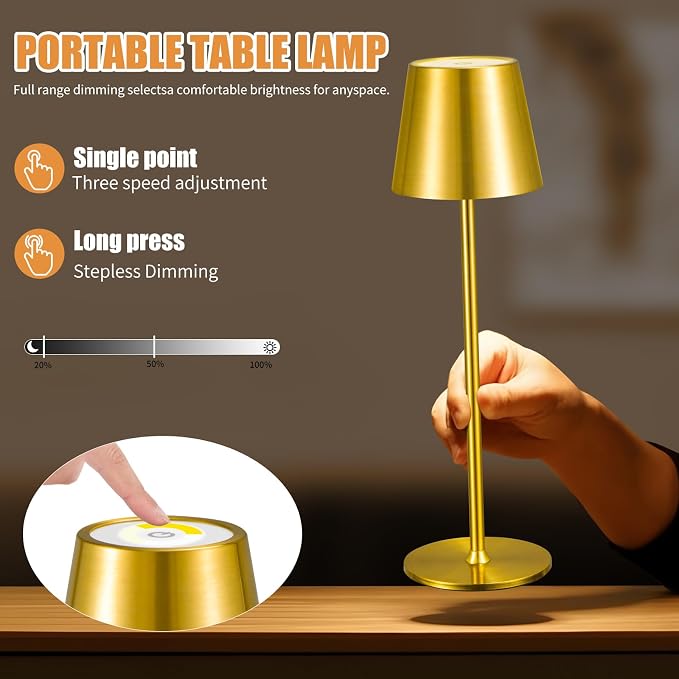 2 Pack Cordless Table Lamp, Portable LED Desk Lamp, 6000mAh Battery Operated - Image 3