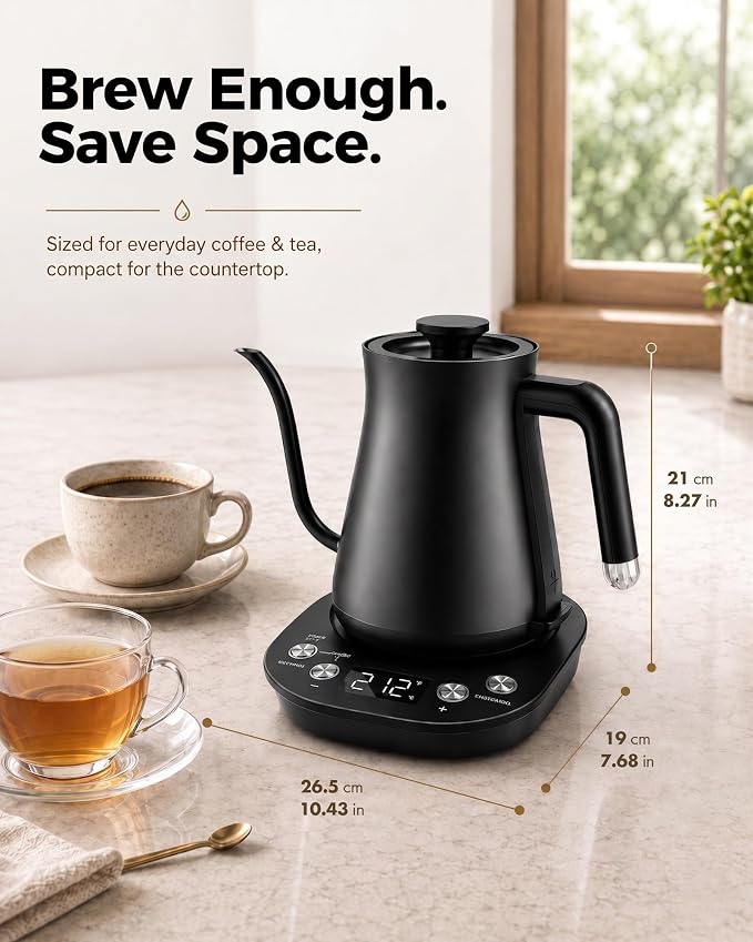 Gooseneck Electric Kettle with ±1℉ Temperature Control, 304 Stainless Steel - Image 7