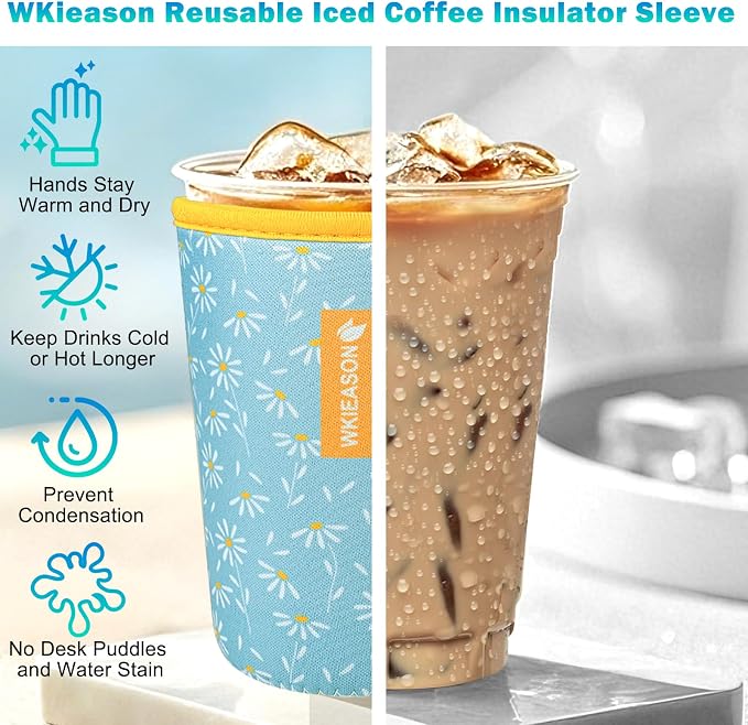 WK IEASON Reusable Iced Coffee Insulator Universal Ice Coffee Sleeve - Image 3