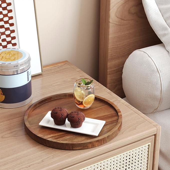 VERTORGAN Acacia Wood Serving Tray, 8.7 Inch Decorative Trays Platter - Image 2
