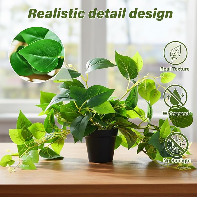 Tiita 1 Pack Fake Plants Artificial Scindapsus Aureus in Pots, Realistic Fake - Image 3
