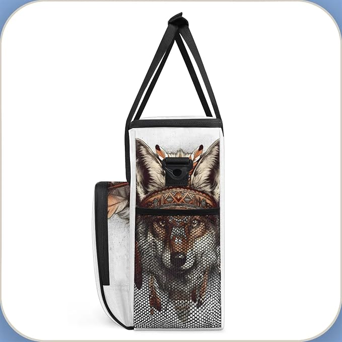 Boho Wolf Coffee Maker Carring Bag, Large Insulated Storage Organizer Case Tote - Image 4