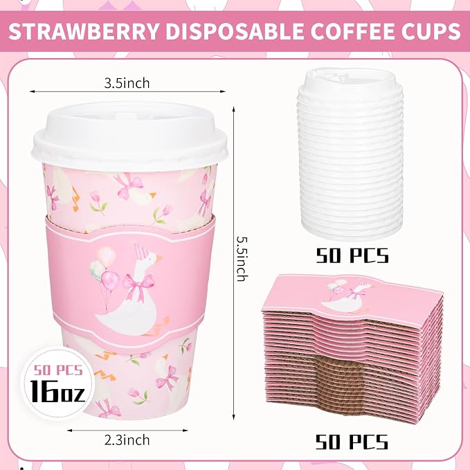 Whaline 50 Pcs Silly Goose Disposable Coffee Cups - Image 2
