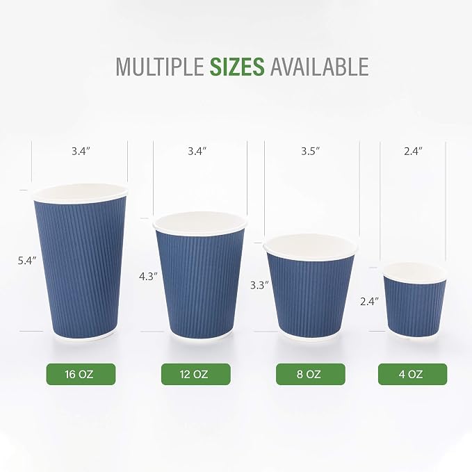 Restaurantware Ripple Wall Coffee Cups 25 Count 12 Ounce Insulated Midnight - Image 3