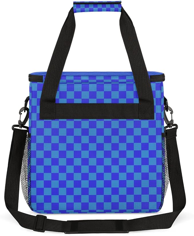 Checkerboard Blue Coffee Maker Carrying Bag, Waterproof Insulated Leakproof - Image 5