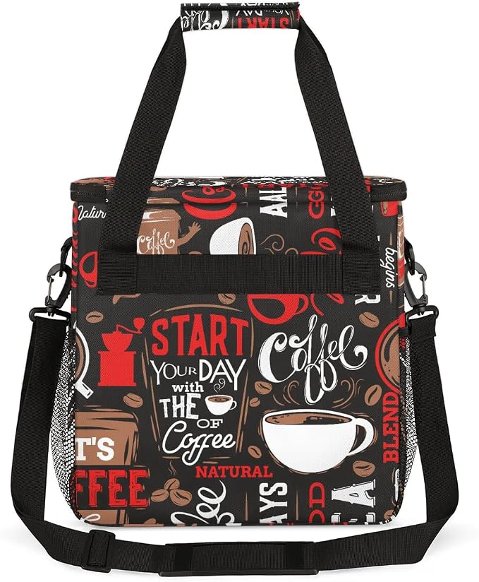 coffee beans cup red Coffee Maker Carring Bag Travel Carrying Storage Tote Bag - Image 5