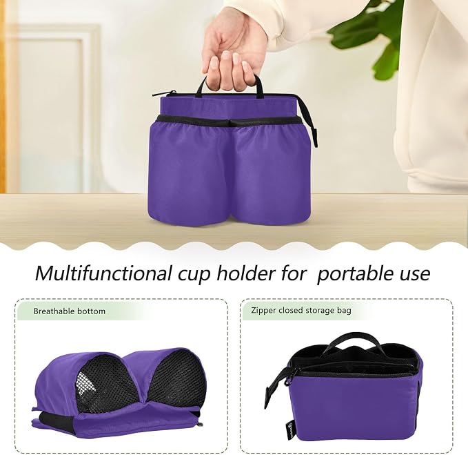 DOMIKING Dark Purple Travel Luggage Cup Holder - Image 3