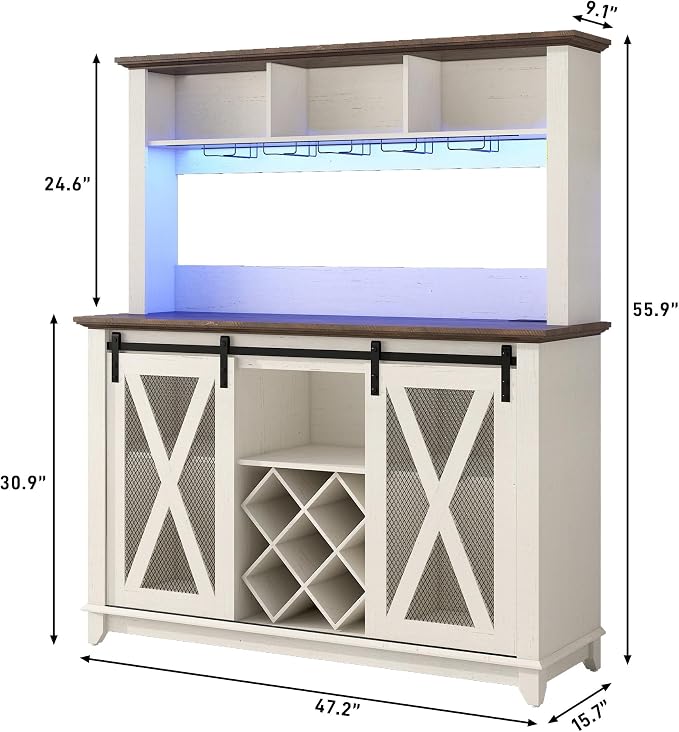 47"Wide 56"H Farmhouse Coffee Bar Cabinet - Image 2