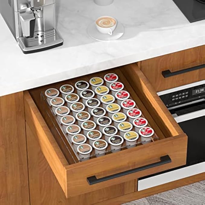 AITEE Acrylic K Cup Drawer Organizer, Hold 35 Coffee Capsules, K Cup Coffee Pod by AITEE