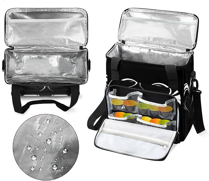 Black And White Heart Coffee Maker Carring Bag, Large Insulated Storage - Image 3