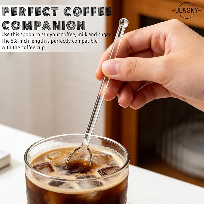 10Pcs Clear Glass Spoons, Heat Resistant Glass Teaspoons, 5.8inch Mini Coffee - Image 3