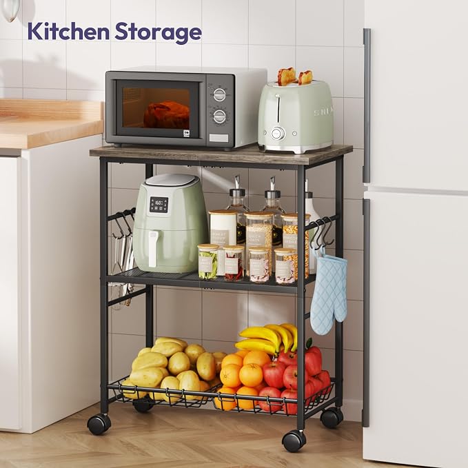 SWTYMIKI Rolling Kitchen Microwave Cart - Image 2